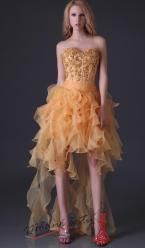 Zlaté plesové šaty s odvážnou sukní