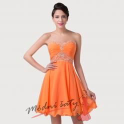 Oranžové plesové šaty nad kolena