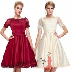 Saténové elegantní šaty s rukávky - více barev